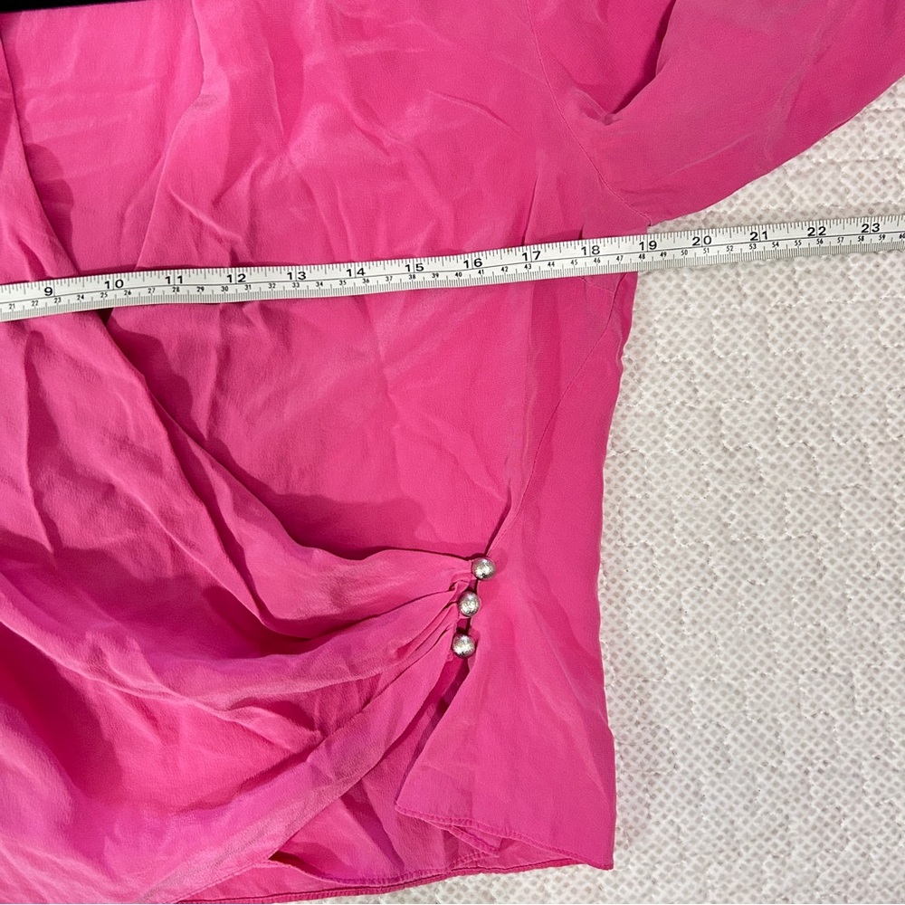 BAIA 💯% Silk Faux Wrap Blouse Sz M - Picture 7 of 9
